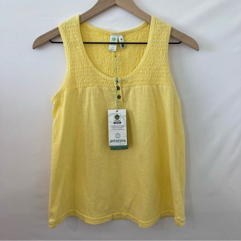 NWT Aventura Yellow Essex Tank Top Small Organic Cotton Smocked Top